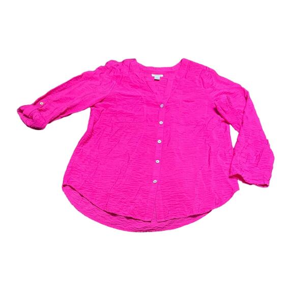 Westbound VNeck button up Pink Large - Picture 2 of 6
